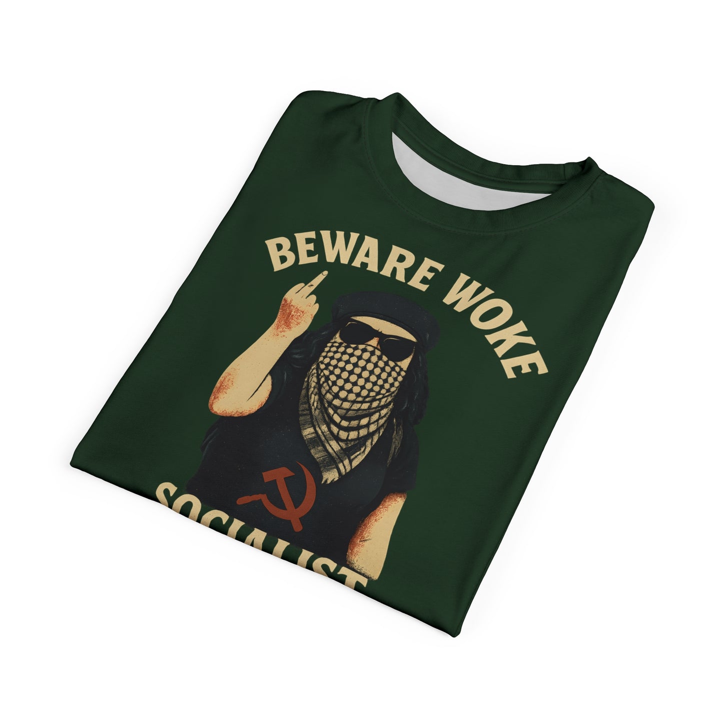 "Beware Woke - Voltaire", Wearable Art Unisex T-shirt (Mireleaf Green)