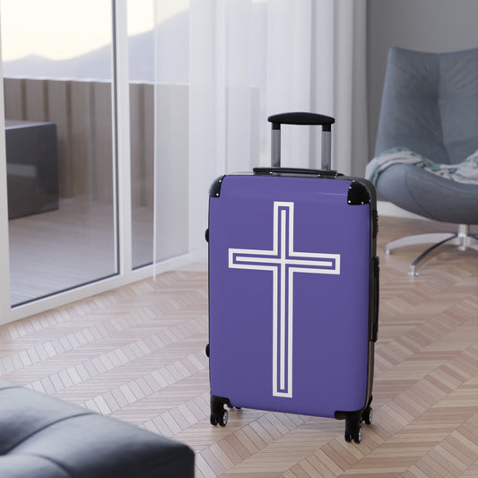 "A Simple Cross" Suitcases (Purple Blue)
