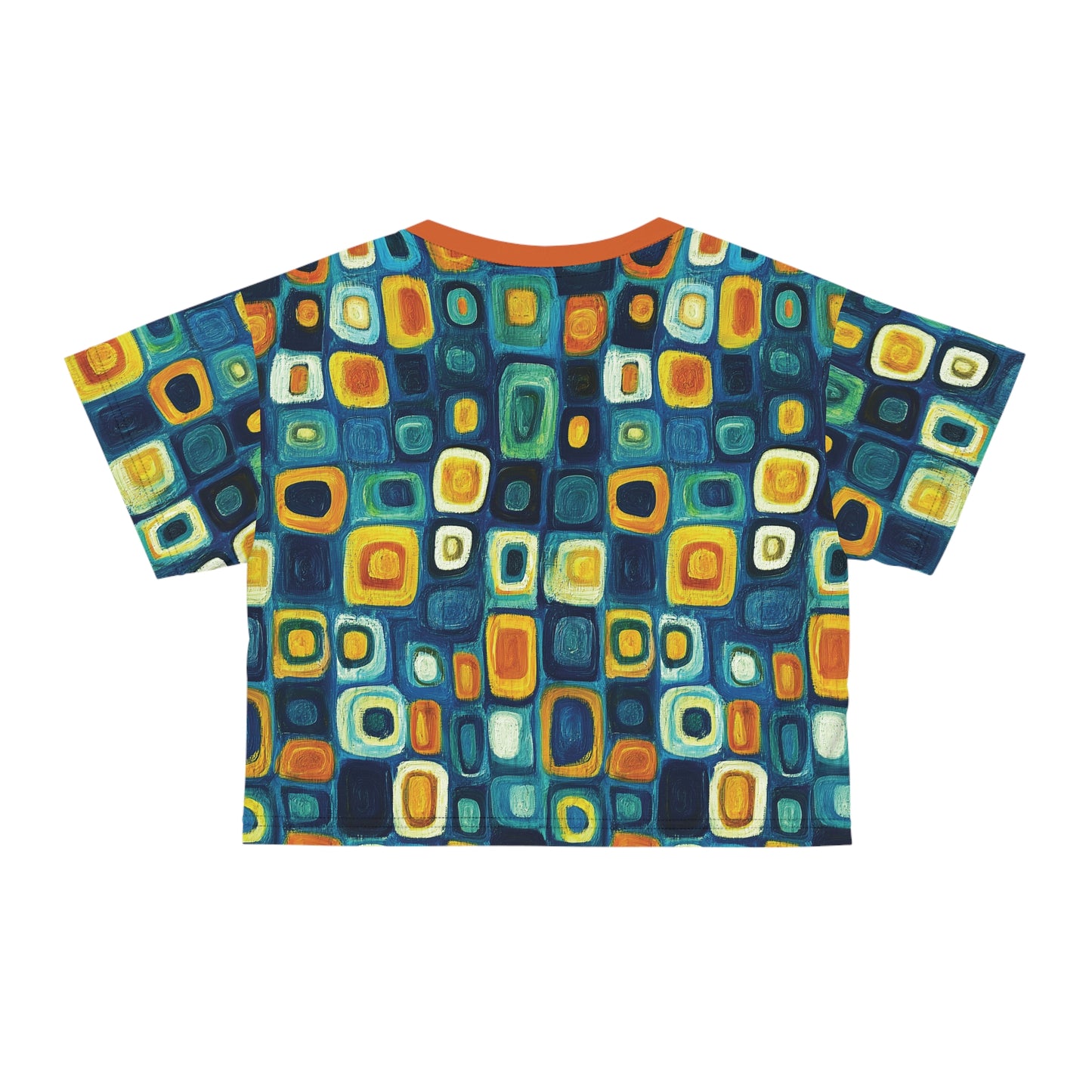 "Soul Mosaic", Crop Tee (Metallic Orange Collar)