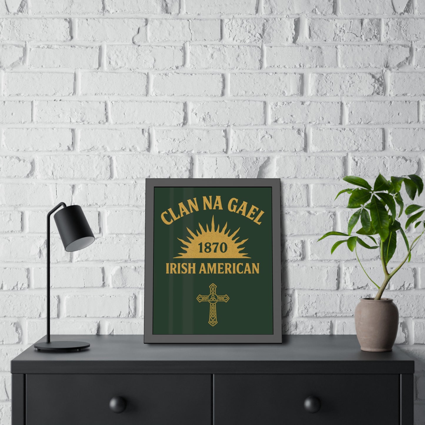"Clan na Gael - Irish American", Framed Paper Poster (Fenian Green)