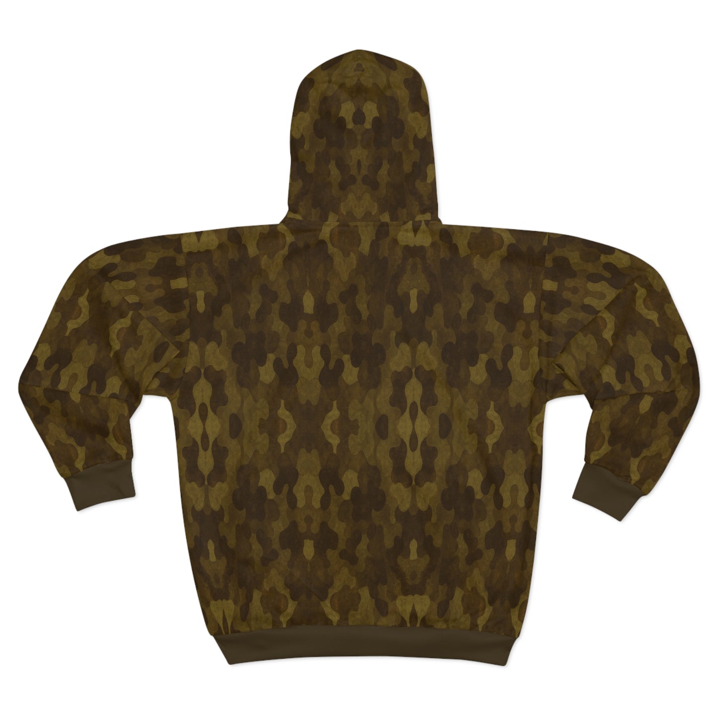 "Swamp Recon Camouflage", Unisex Wearable Art Zip Hoodie (Bayou Bark Cuffs and Waist)