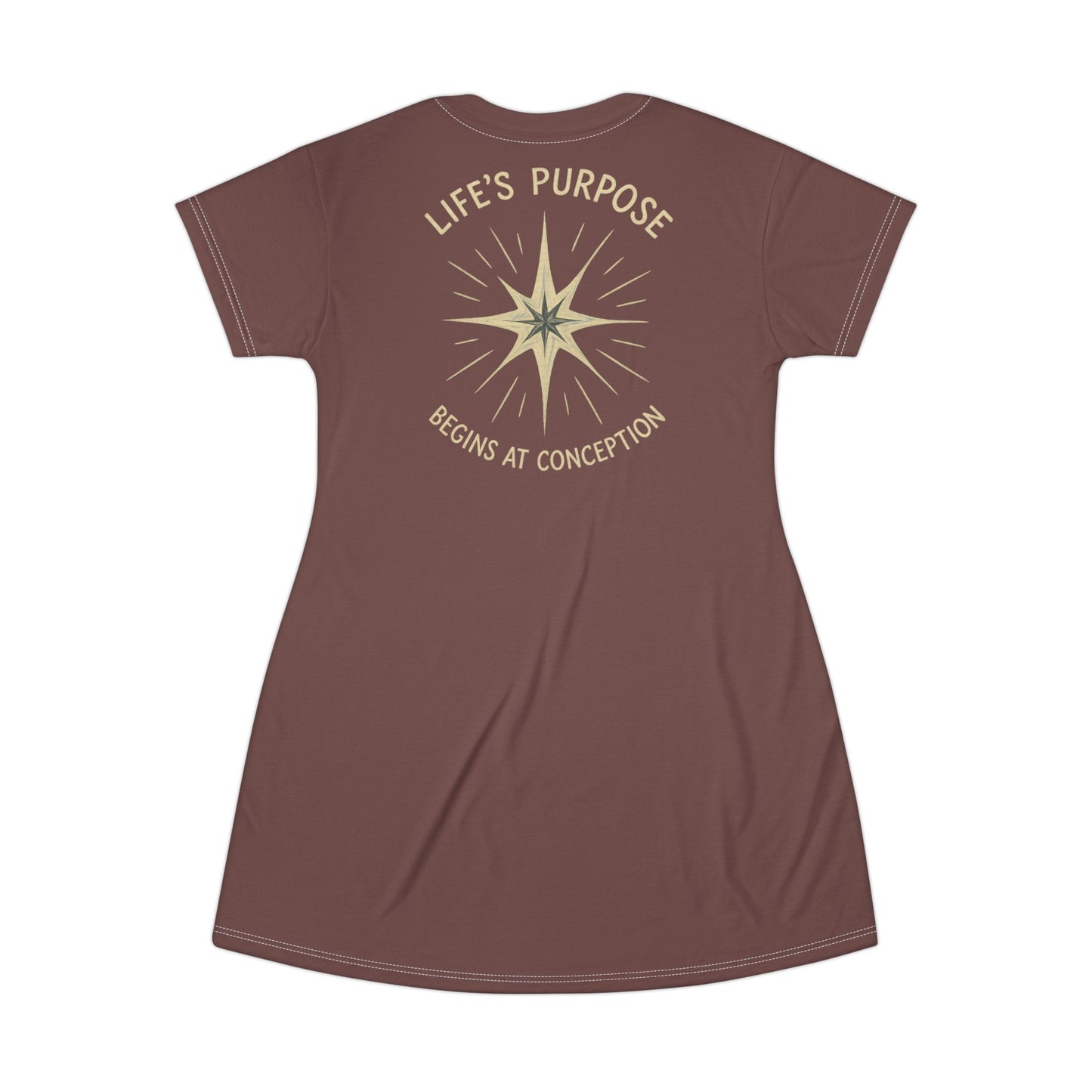 "Life's Purpose Begins at Conception #02", T-Shirt Dress (False Morel)