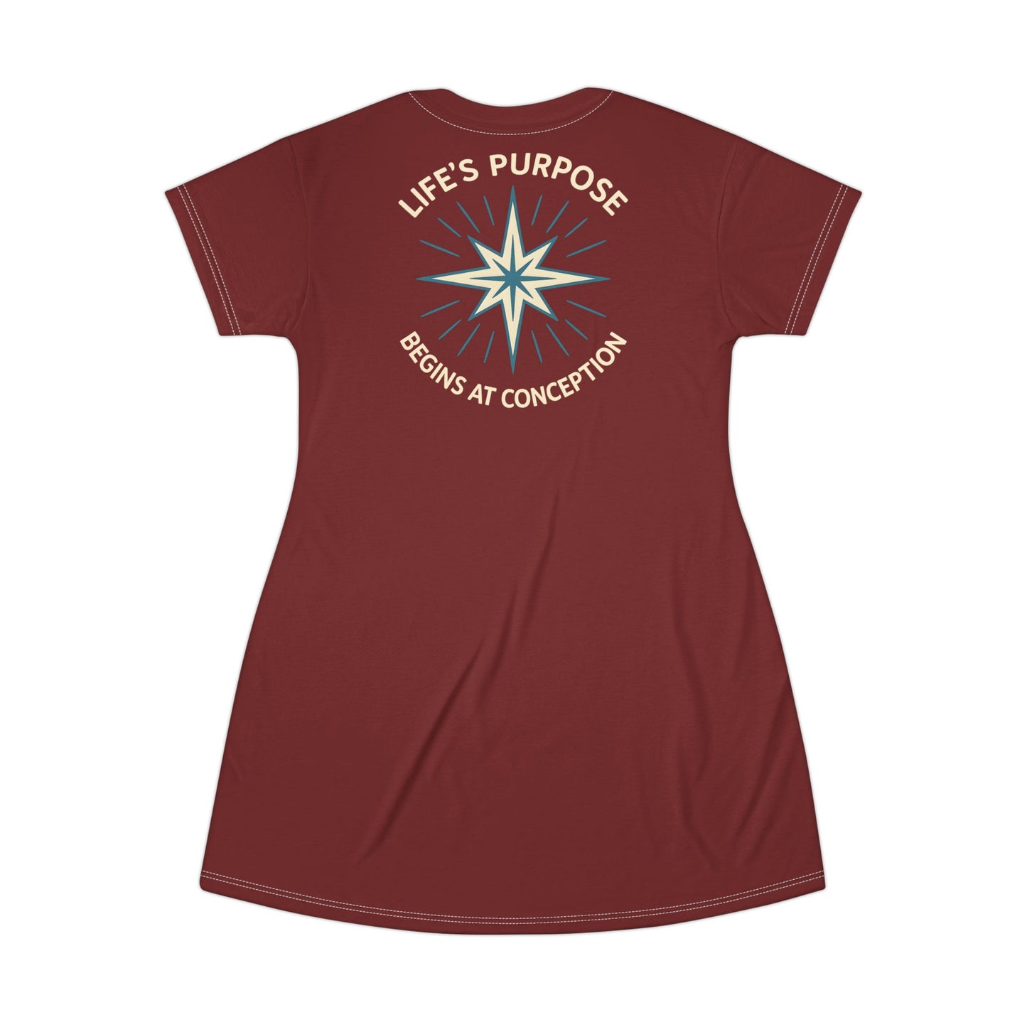 "Life's Purpose Begins at Conception #01", T-Shirt Dress (Spartan Red)