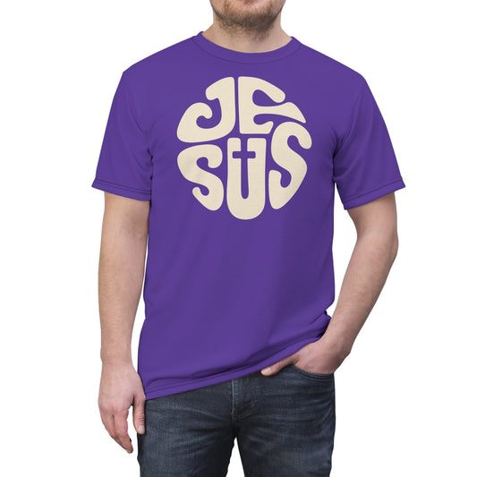 "Retro Jesus", Unisex T-shirt (Purple Heart)