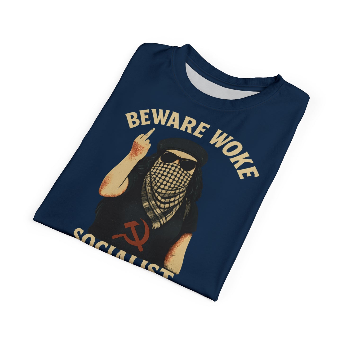 "Beware Woke - Voltaire", Wearable Art Unisex T-shirt (Höpfner Blue)