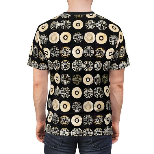 "Punk Polka", Wearable Pattern Art Unisex Tee (Plain Black Collar)