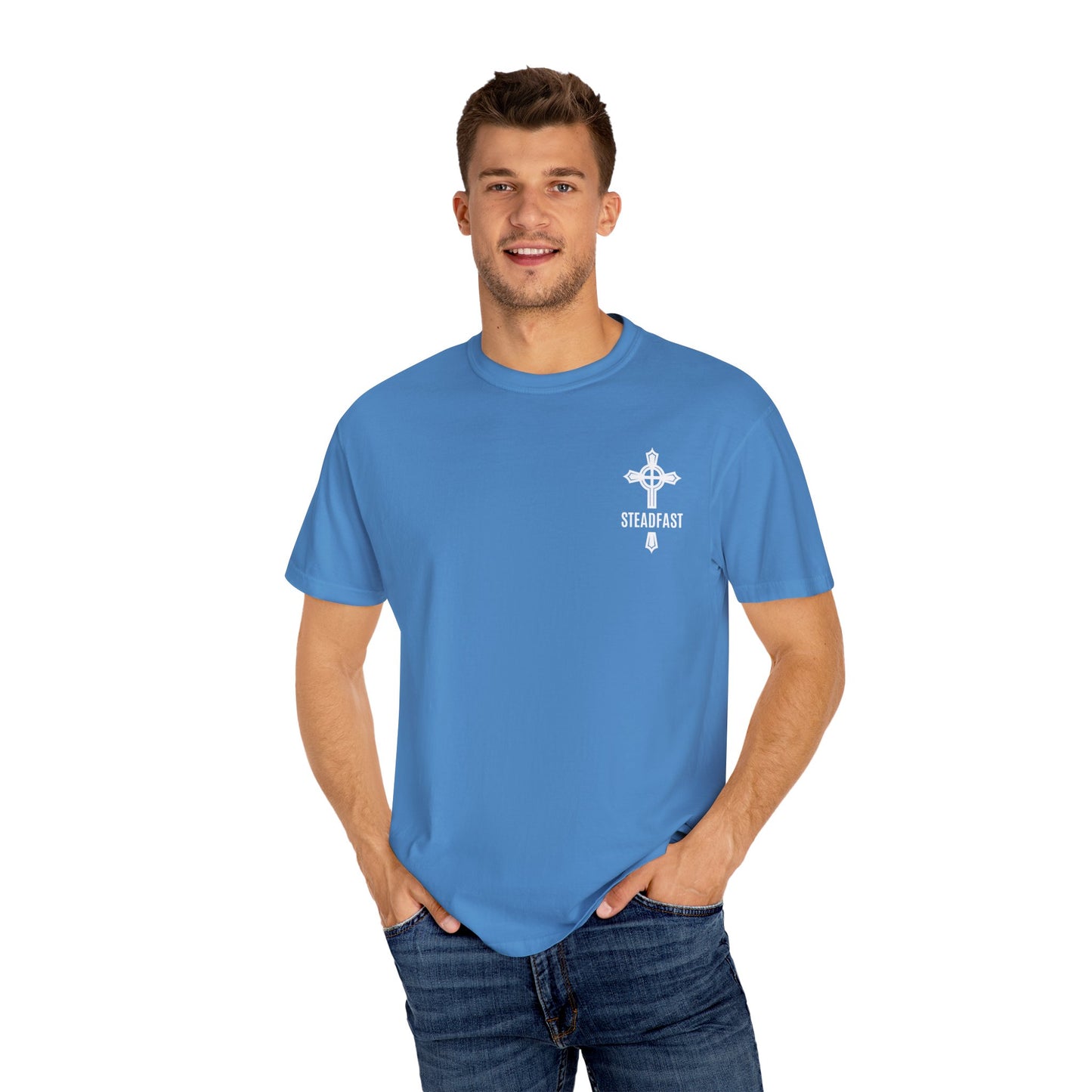 "Steadfast Cross in White", Unisex T-shirt