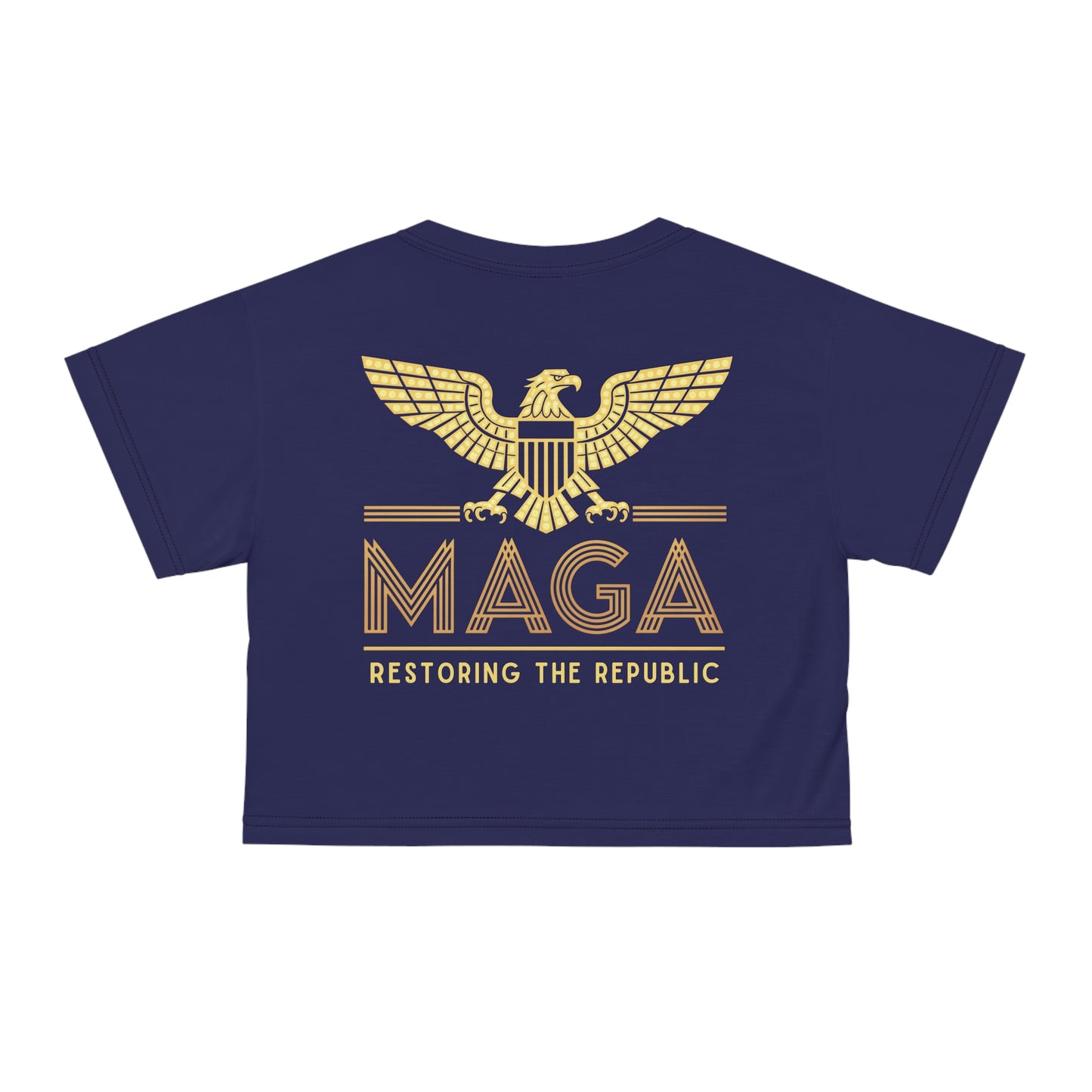 "MAGA - Restoring the Republic", Crop Tee (Obsidian Blue)