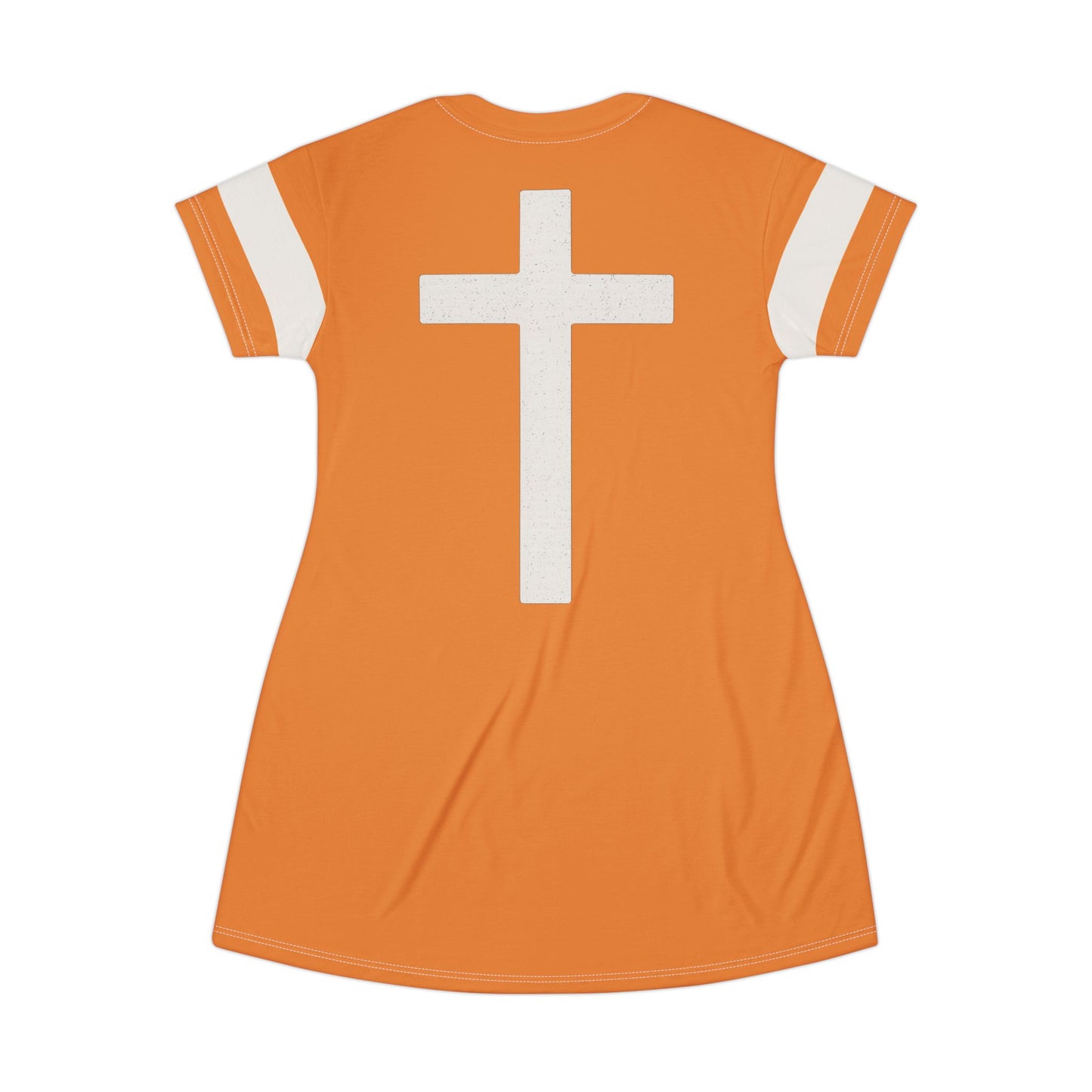 "Faith Overcomes Fear", T-Shirt Dress (Cadmium Orange)