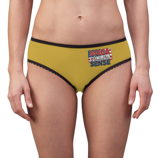 "MAGA Common Sense" #01, Women's Briefs (Metallic Gold)
