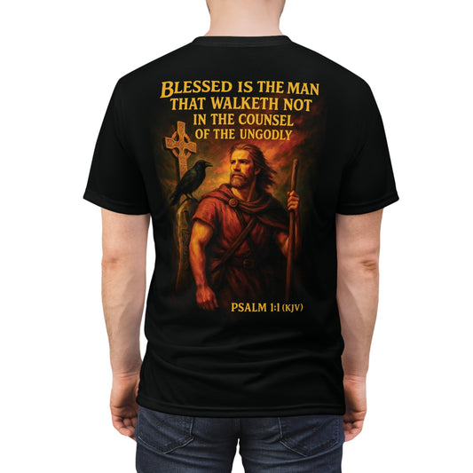 "Psalm 1:1 (KJV)", Wearable Art Unisex T-shirt (Void Black)