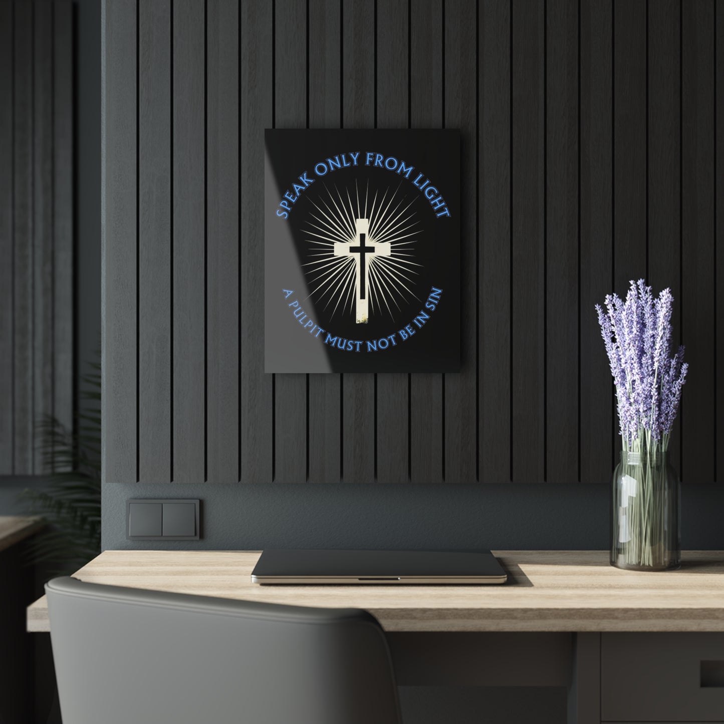 "Speak only from Light", Acrylic Wall Print (French Cleat Hanging) (Void Black)