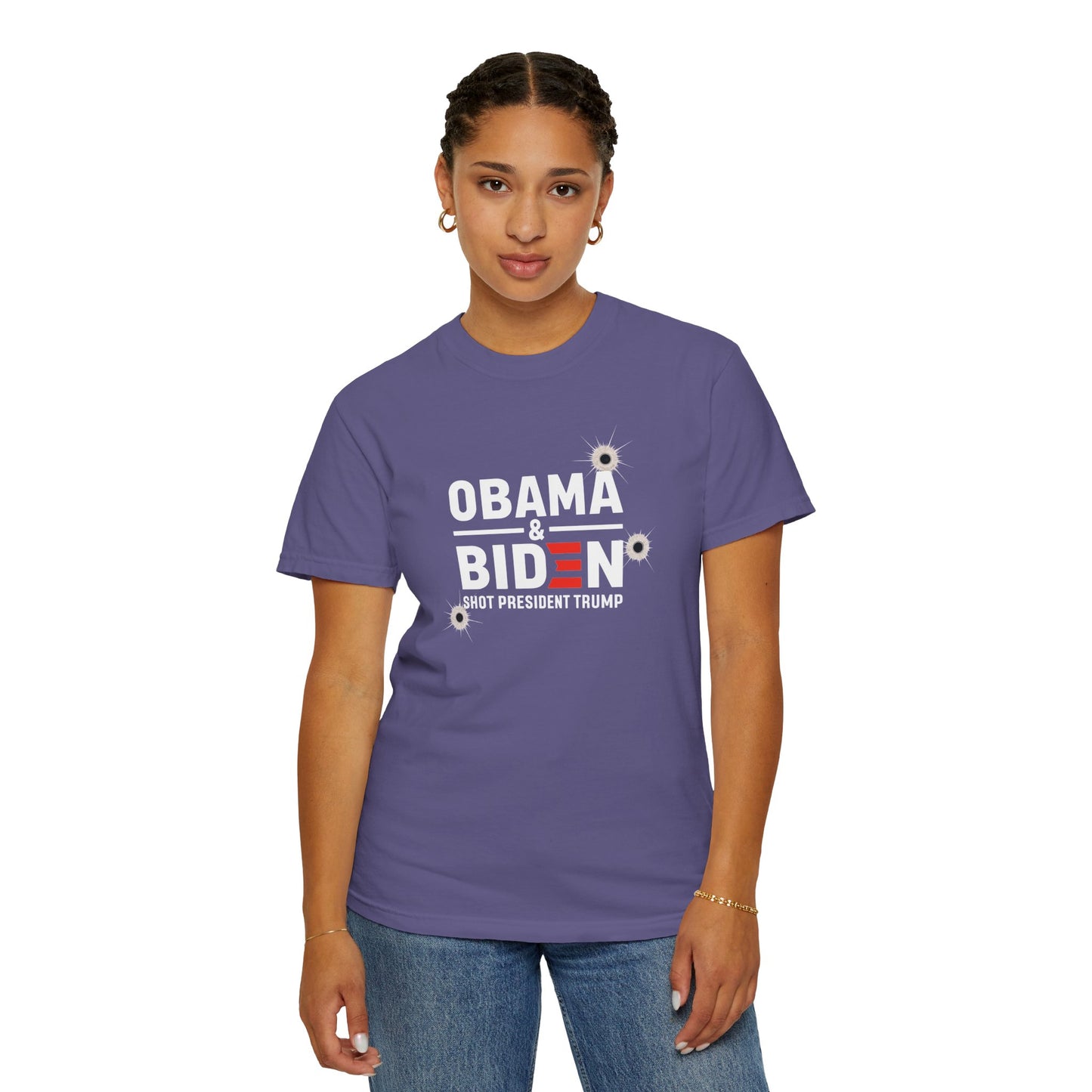"Obama & Biden Shot President Trump", Unisex Black T-shirt