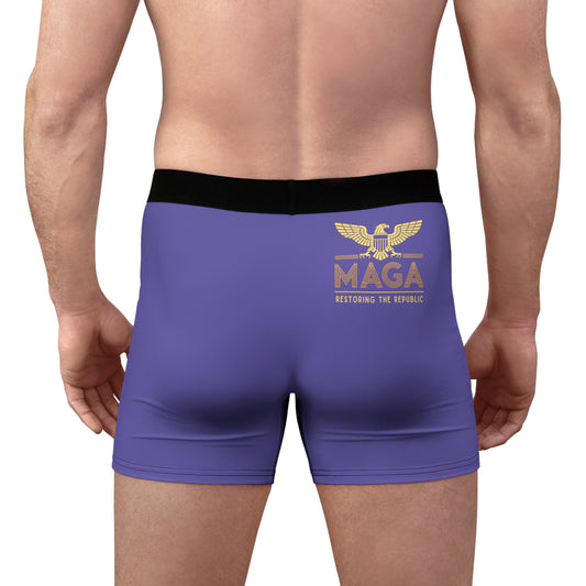 "MAGA - Restoring the Republic", Men's Boxer Briefs (Purple Blue)