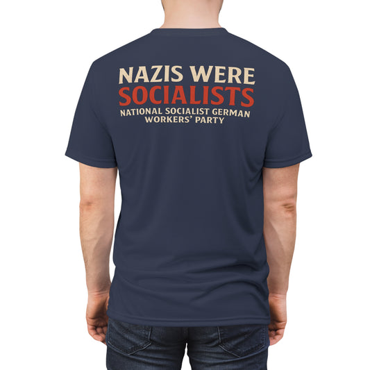 "Nazis were Socialists", Unisex T-shirt (Burka Blue Grey)