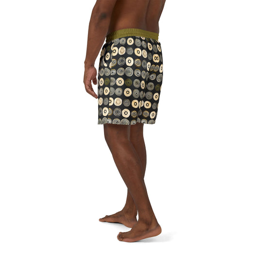 "Punk Polka", Swim Shorts (Soft Fig Green Waistband)