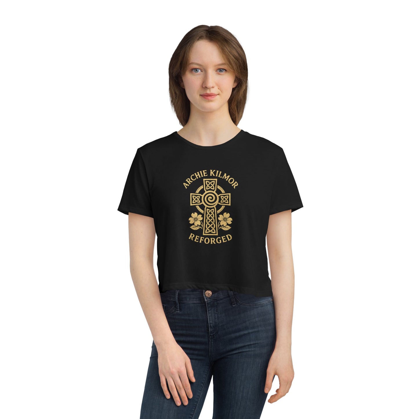 "Archie Kilmor Cross - Reforged" #01, Women's Flowy Cropped Tee