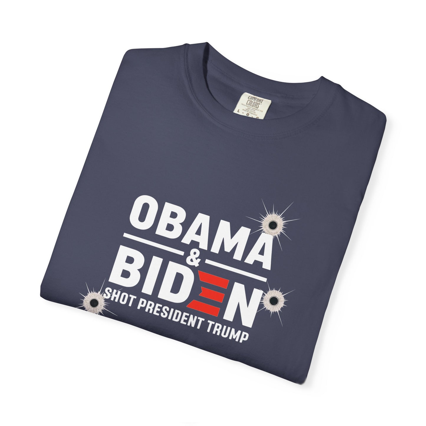 "Obama & Biden Shot President Trump", Unisex Black T-shirt