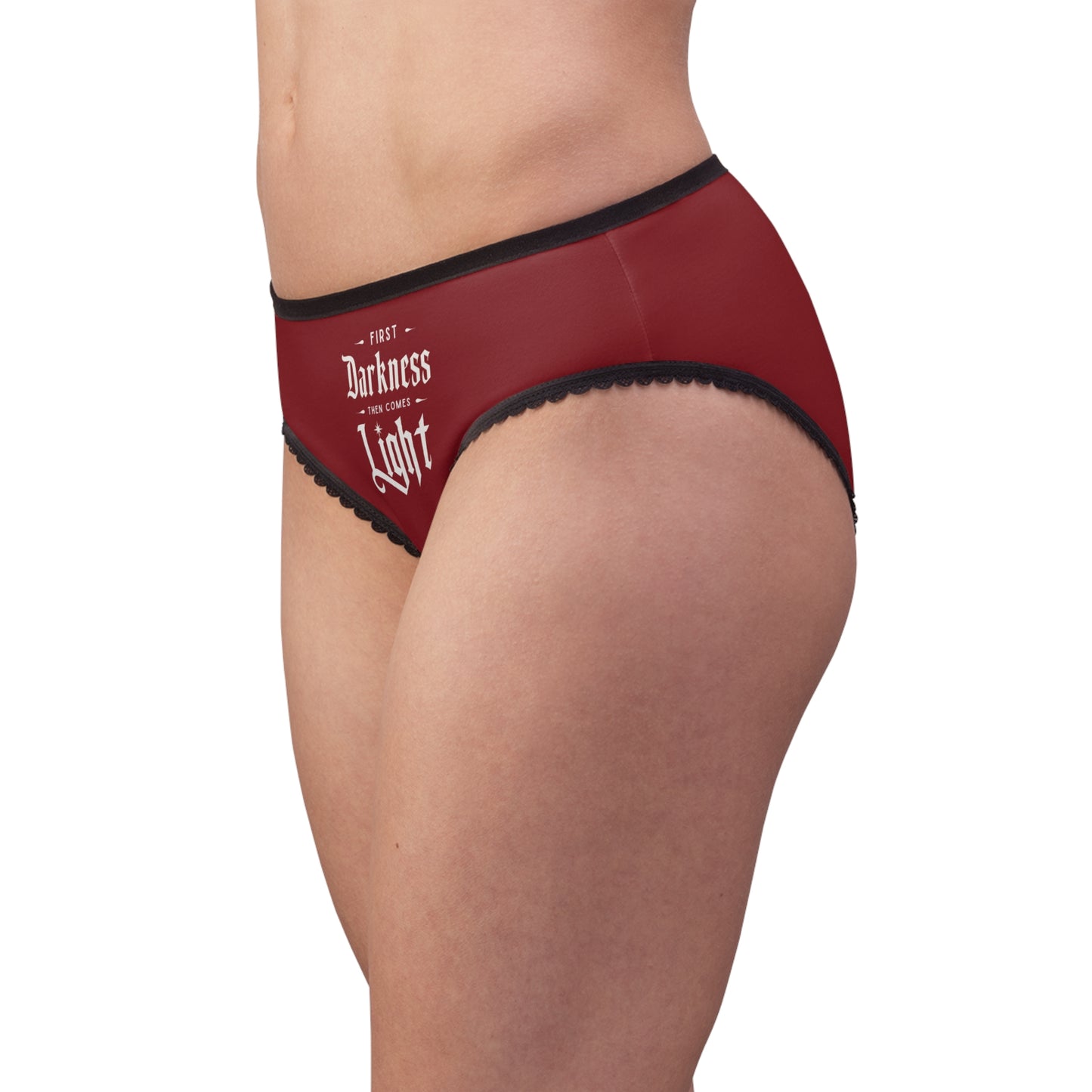 "First Darkness Then Comes Light" #02, Women's Briefs (Burgundy)