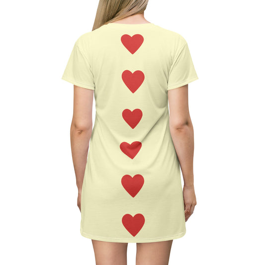 "Big Heart", T-Shirt Dress (Cream Yellow)