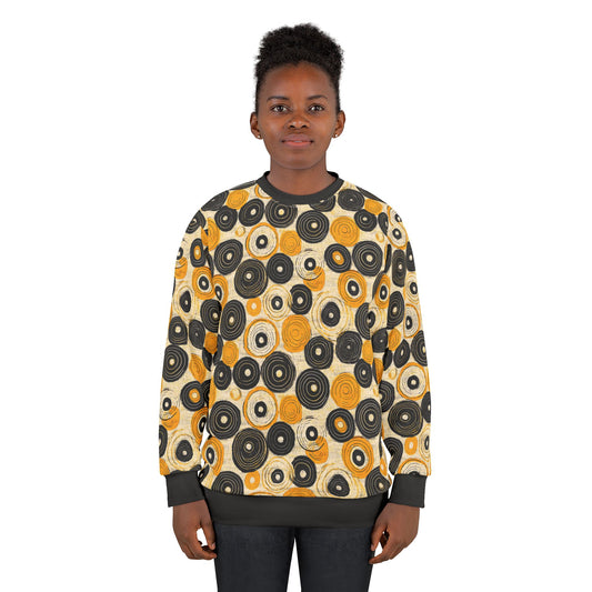 "Old 45's", Wearable Pattern Art Unisex Sweatshirt (70's Black Cuffs)