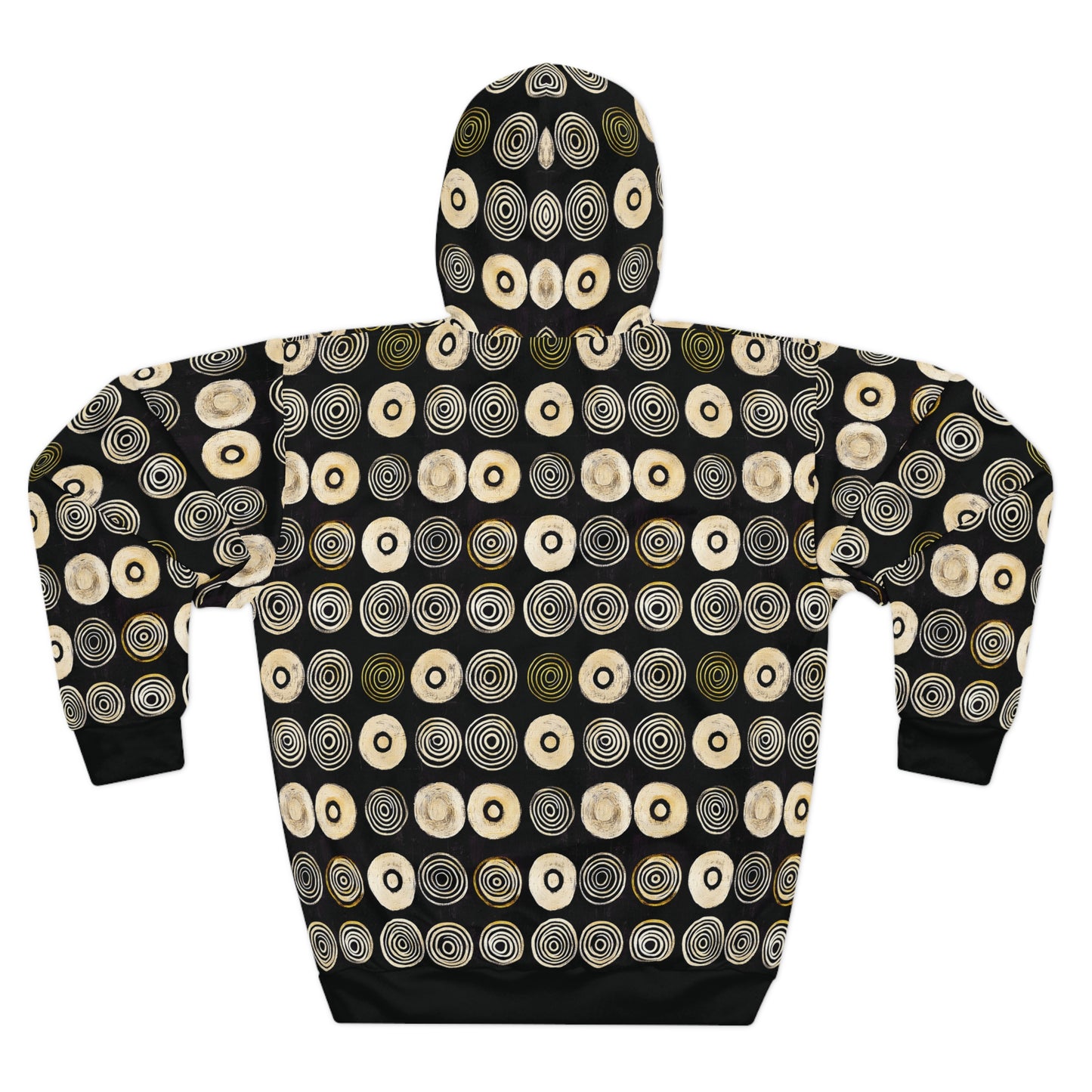 "Punk Polka", Unisex Wearable Art Pullover Hoodie (Plain Black Cuffs)