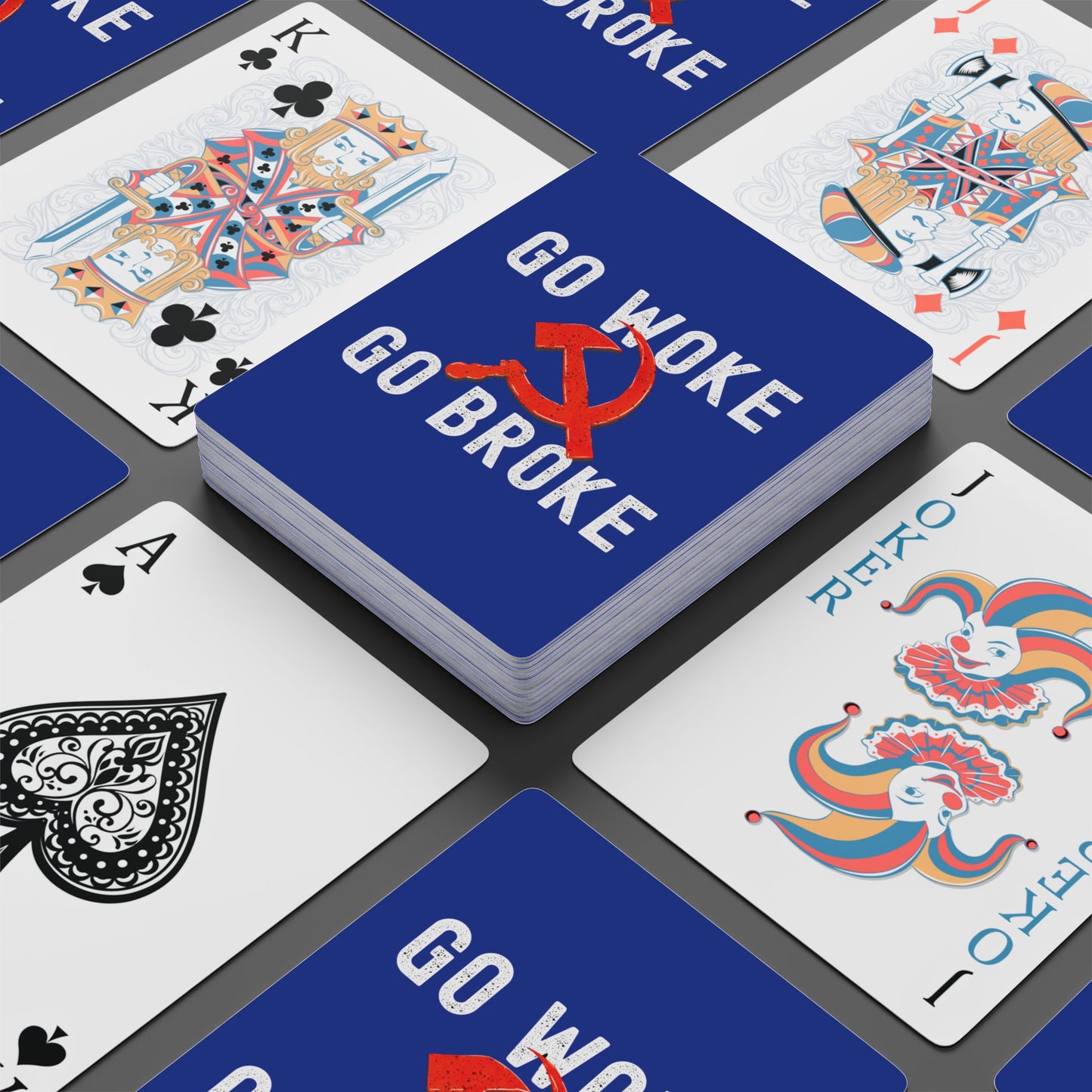 "Go Woke Go Broke (Communist)", Cultural Playing Cards (Electric Deep Blue)