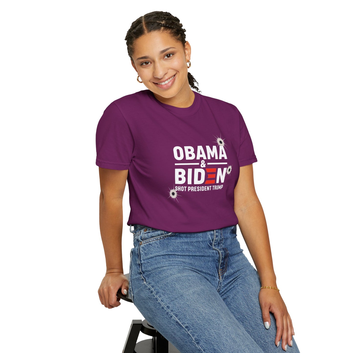 "Obama & Biden Shot President Trump", Unisex Black T-shirt