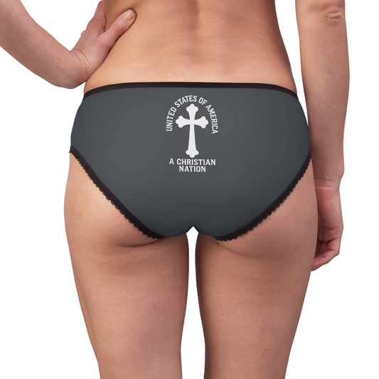 "USA - A Christian Nation" #04, Women's Briefs (Hebridean Grey)