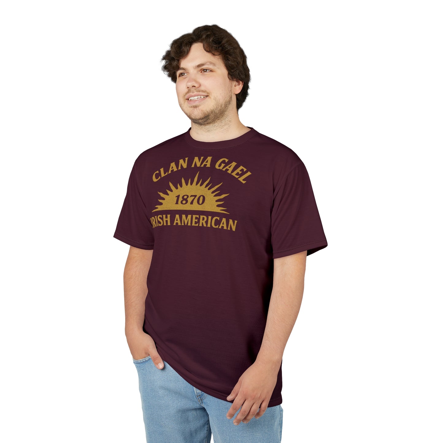 "Clan na Gael - Irish American", Unisex T-shirt (Black Raspberry)