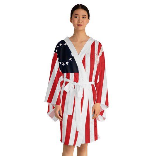"Betsy Ross Flag", Long Sleeve Kimono Robe