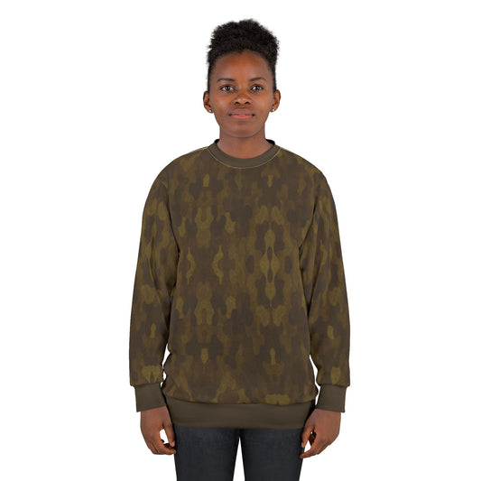"Swamp Recon Camouflage", Unisex Sweatshirt (Bayou Bark Cuffs and Collar)