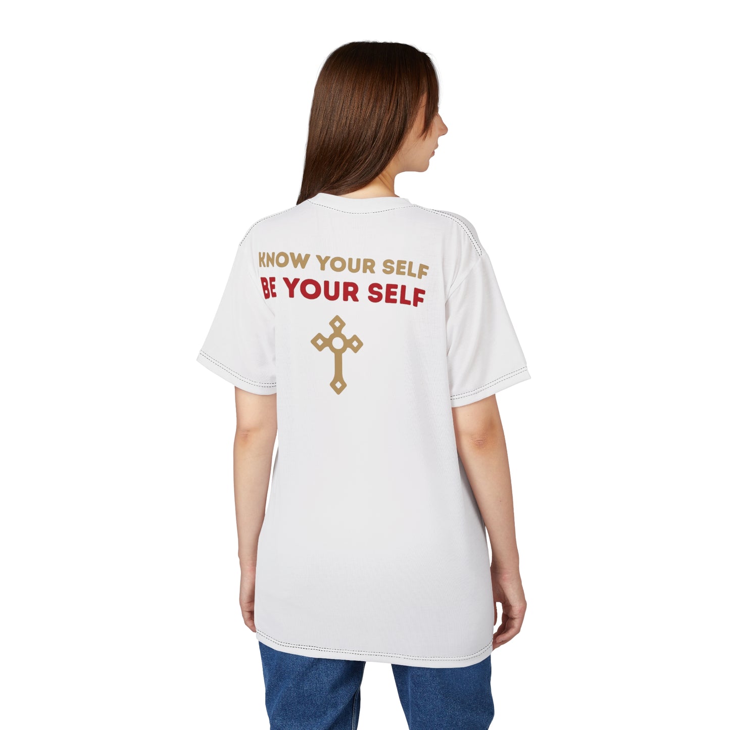 "Know Your Self", Unisex T-shirt (Foamy Milk White)