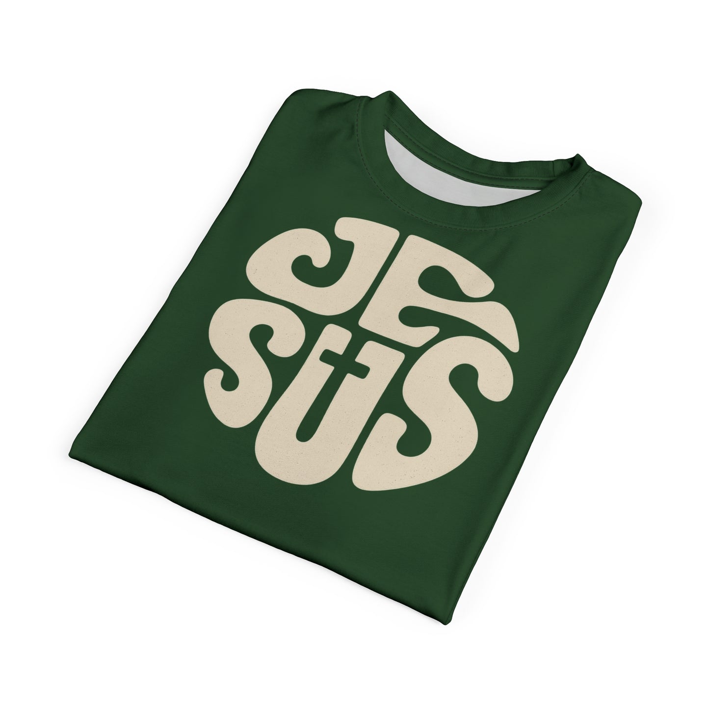 "Retro Jesus", Unisex T-shirt (Thicketshade Green)