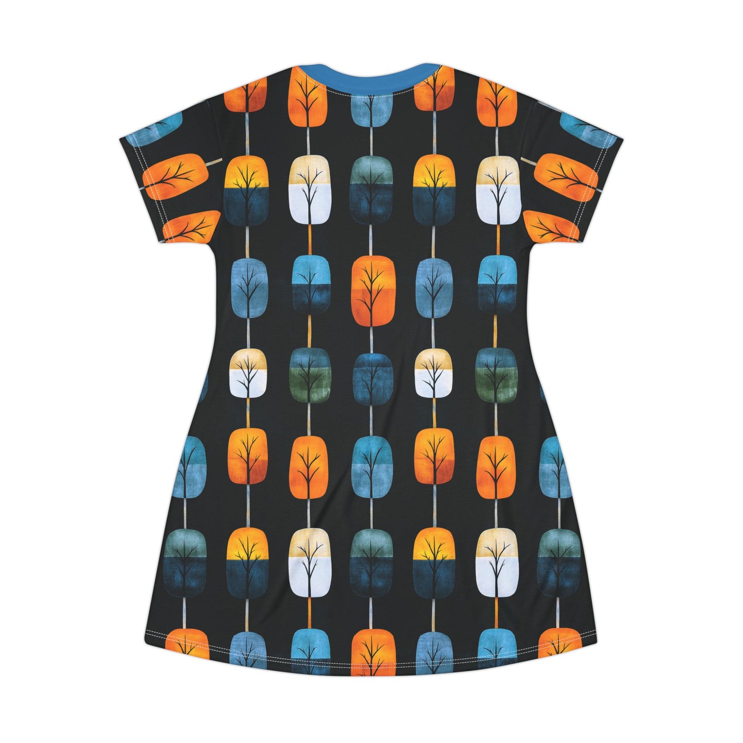 "Skyroot Grove", T-Shirt Dress (Cerulean Ember Collar)