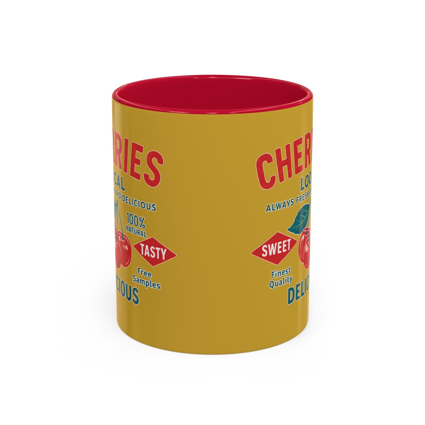 "Delicious Cherries", Colorful Mugs (11oz, 15oz) (Forgelight Gold)