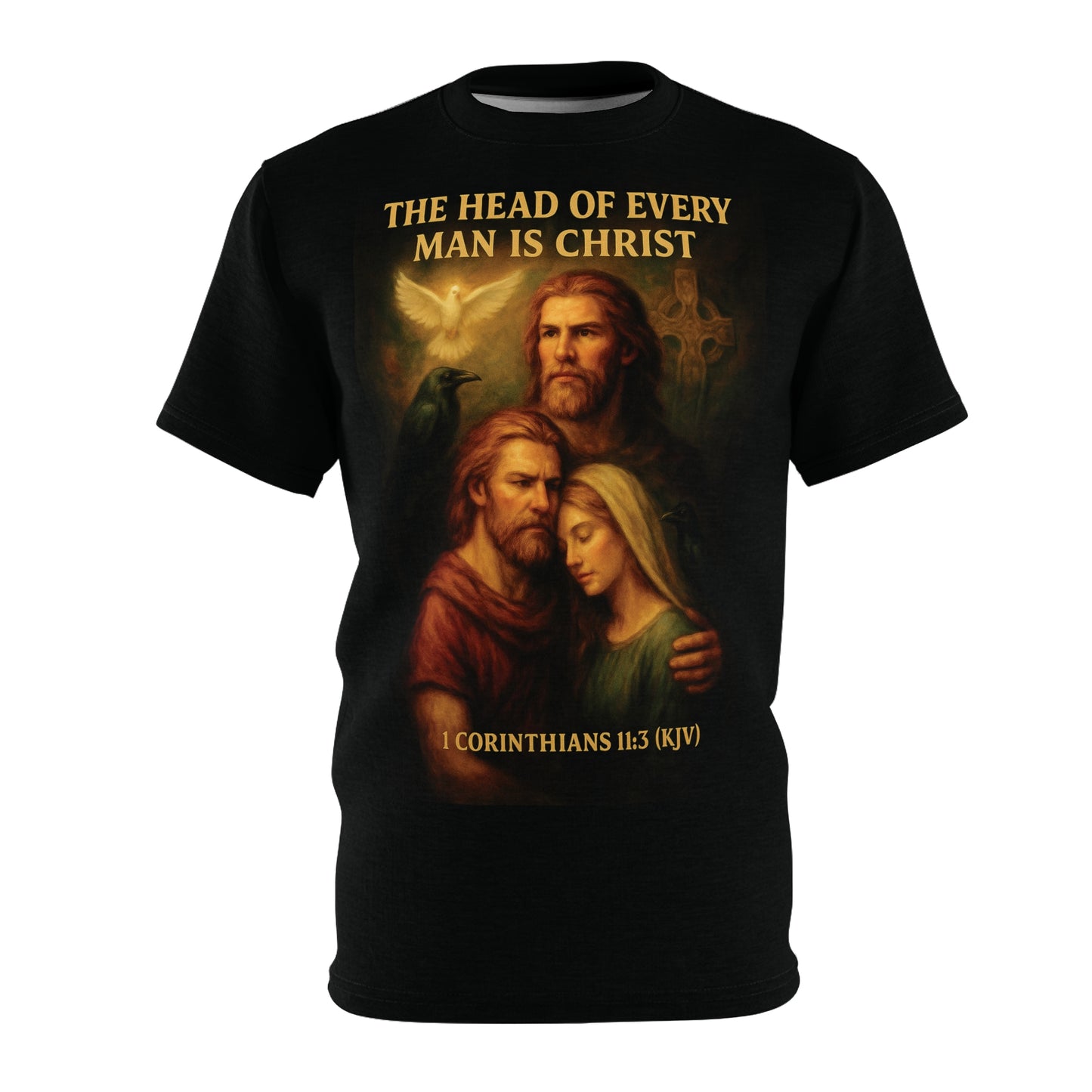 "1 Corinthians 11:3 (KJV)", Wearable Art Unisex T-shirt (Void Black)