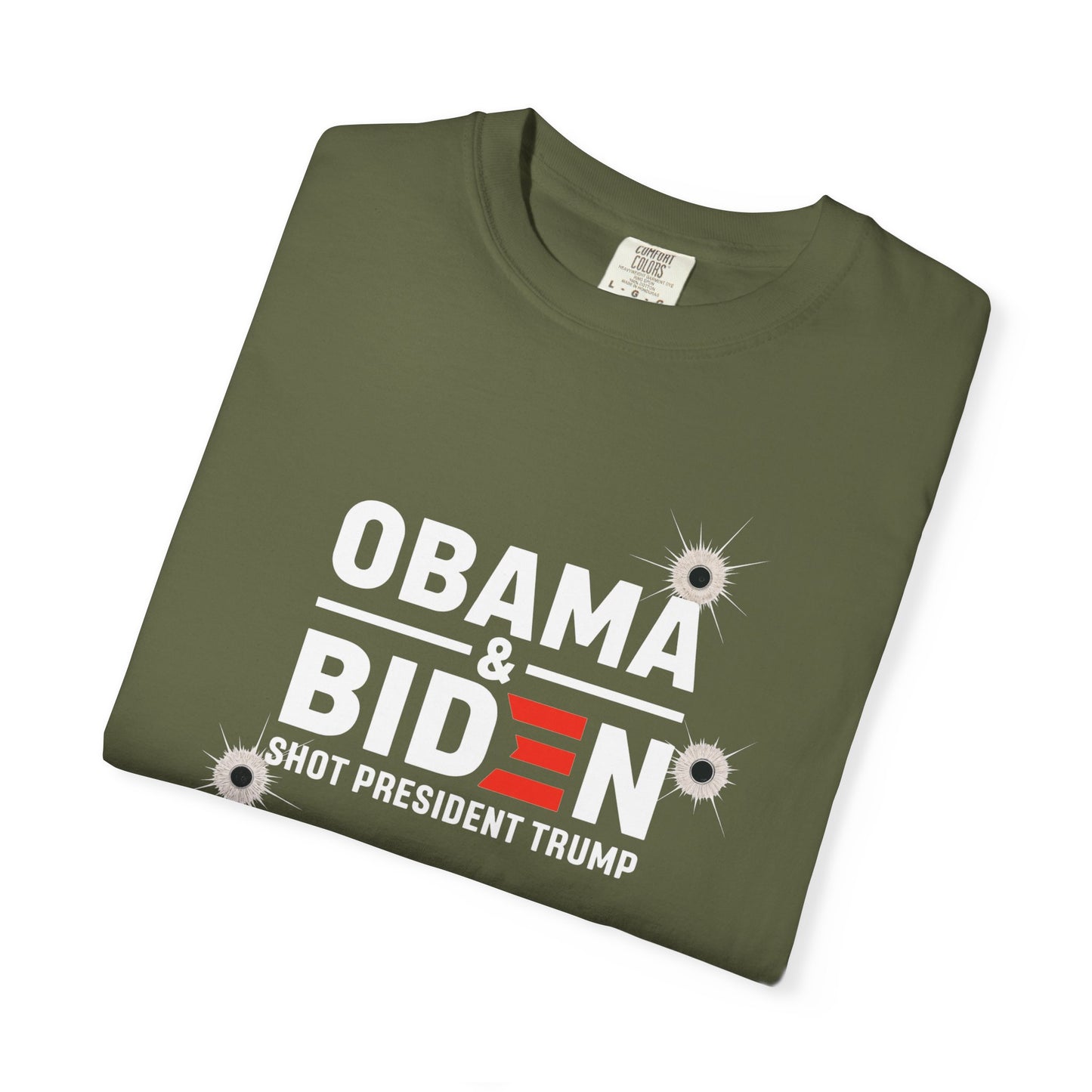 "Obama & Biden Shot President Trump", Unisex Black T-shirt