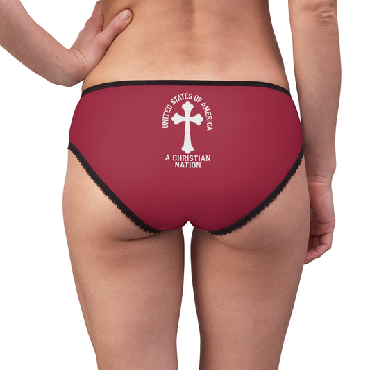 "USA - A Christian Nation" #04, Women's Briefs (Old Glory Red)