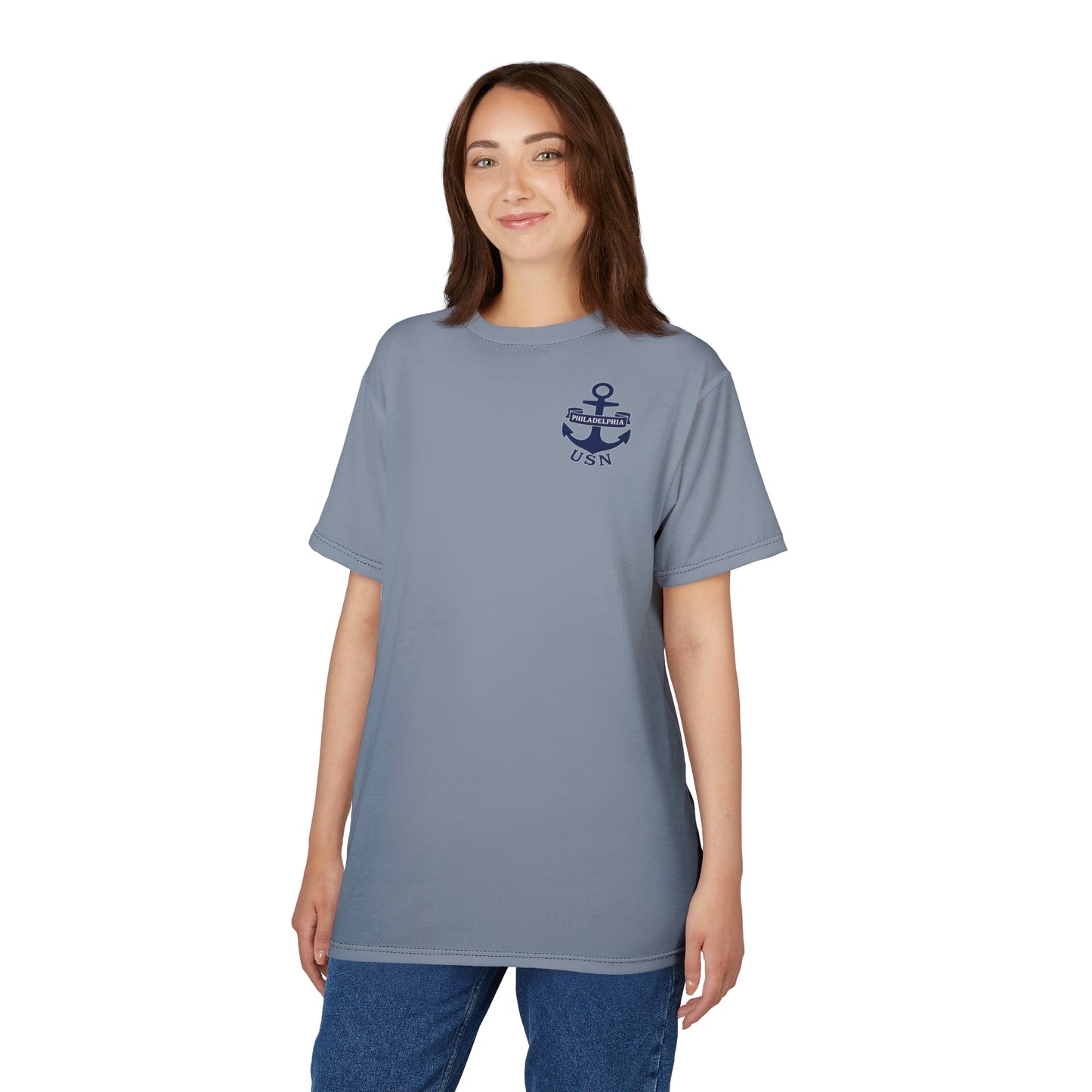 "USN Anchor", Unisex T-shirt (Steel-Deck Grey)