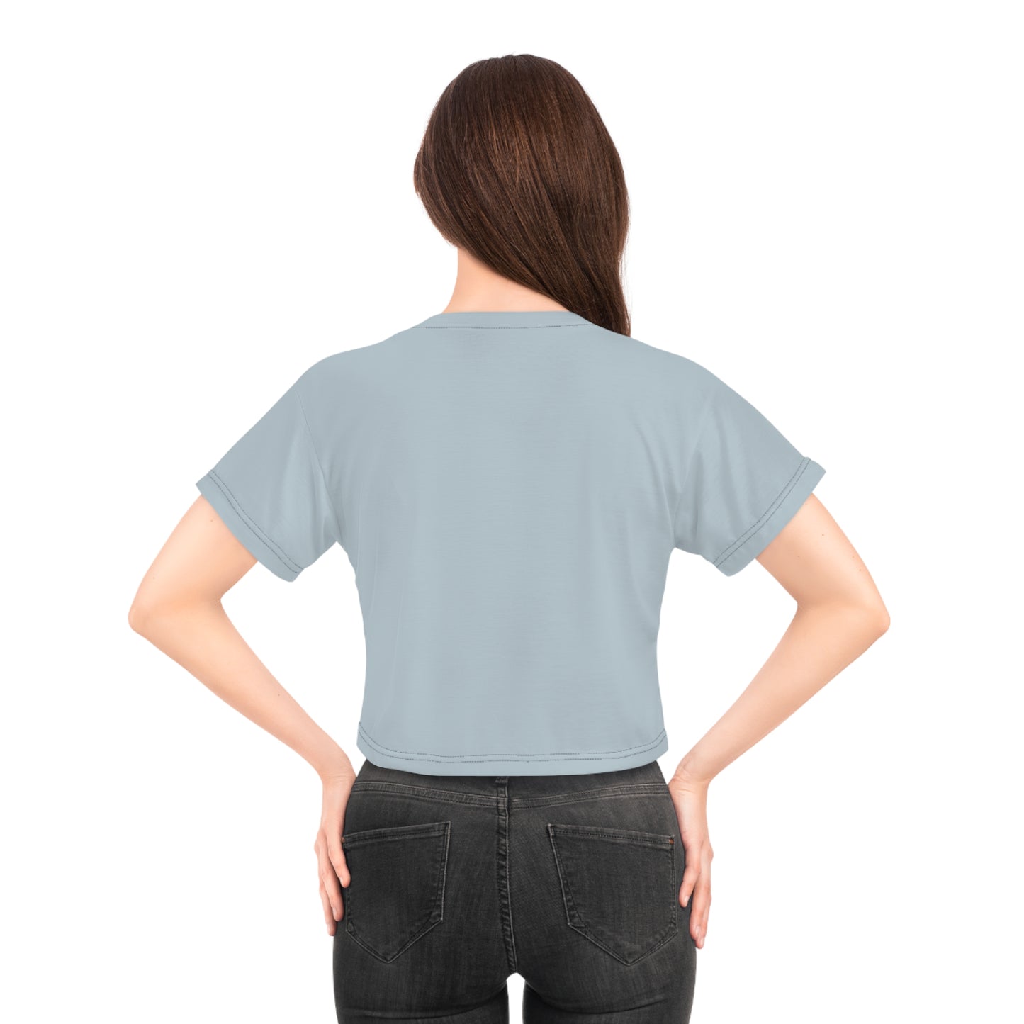 "Delicious Cherries", Crop Tee (Washed Silver-Blue)