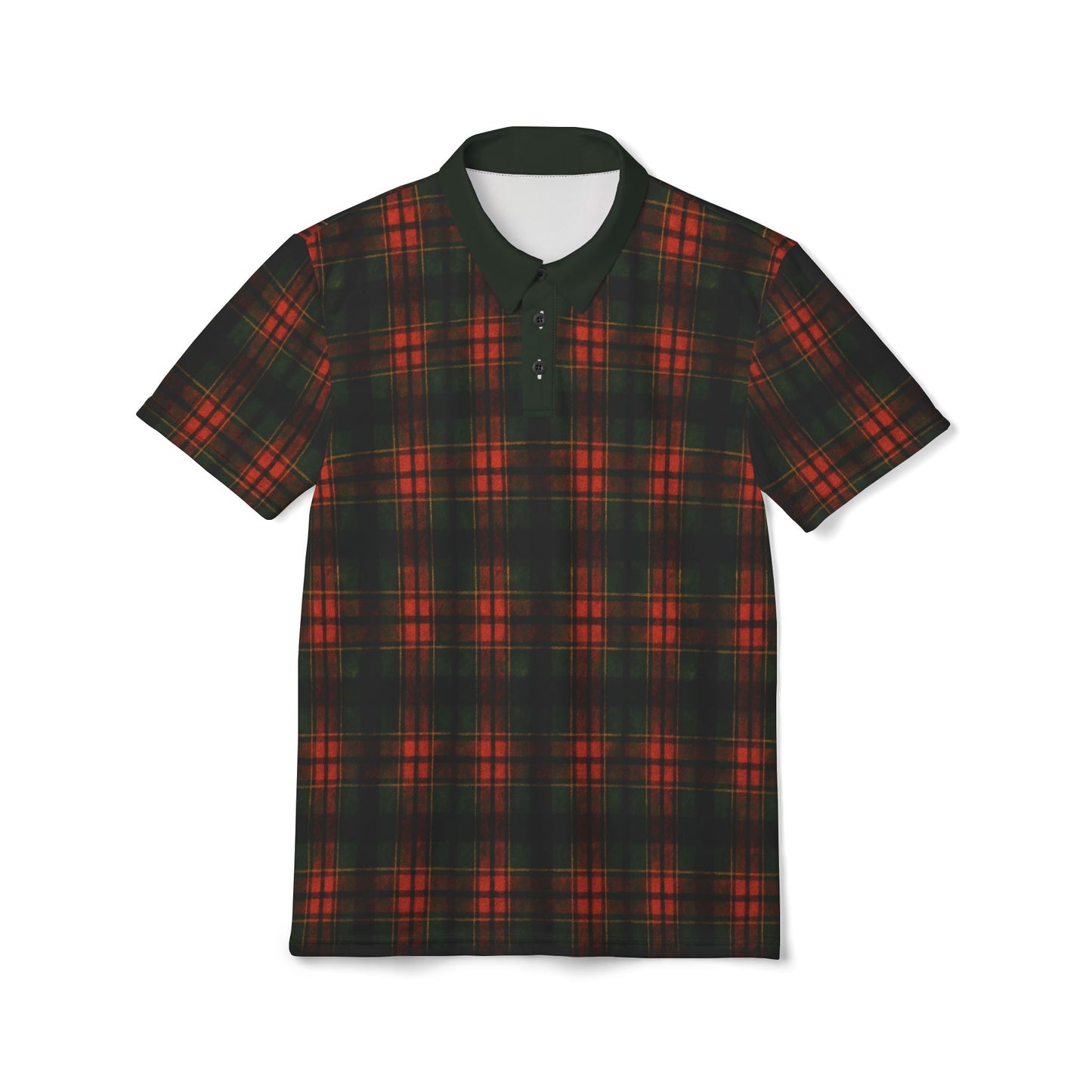 "Kilmor Brieve Tartan", Unisex Polo Shirt (Brieve Green Collar)