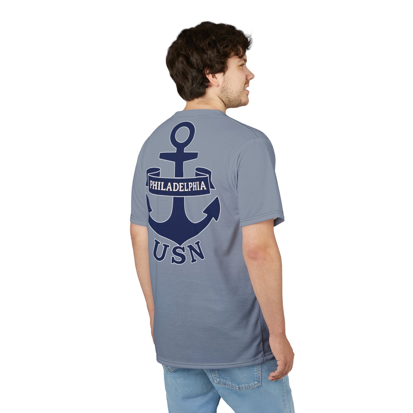 "USN Anchor", Unisex T-shirt (Steel-Deck Grey)