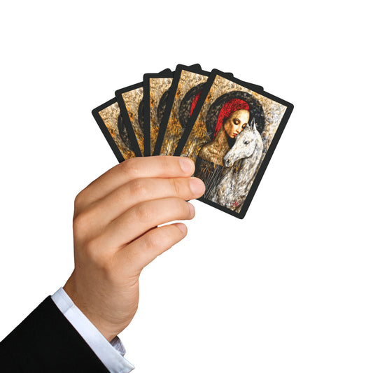 "In My Abscence, God Protect My Sacred Wife", Christian Fine Art Poker Playing Cards (Void Black)