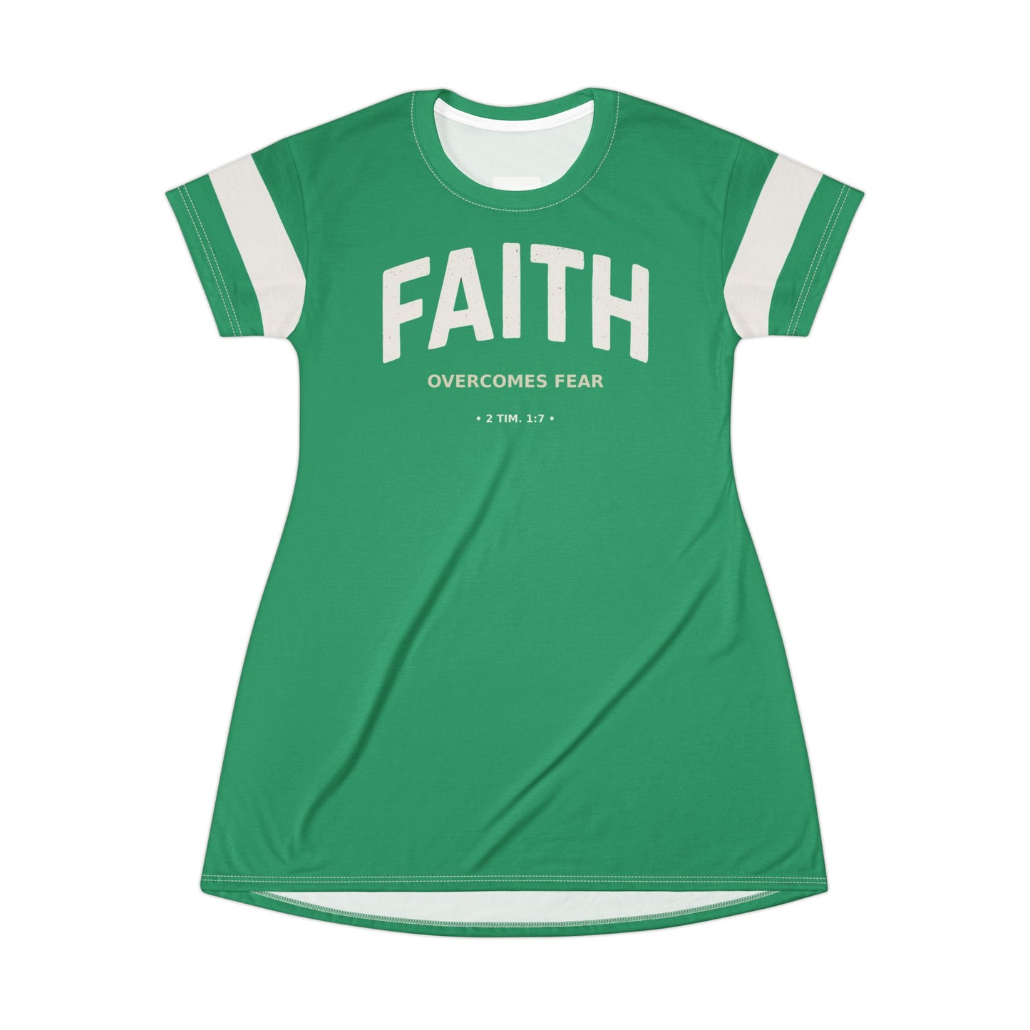 "Faith Overcomes Fear", T-Shirt Dress (Jade Green)