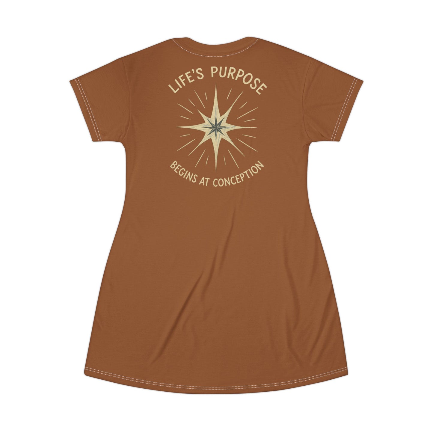 "Life's Purpose Begins at Conception #02", T-Shirt Dress (Mammoth Wool)