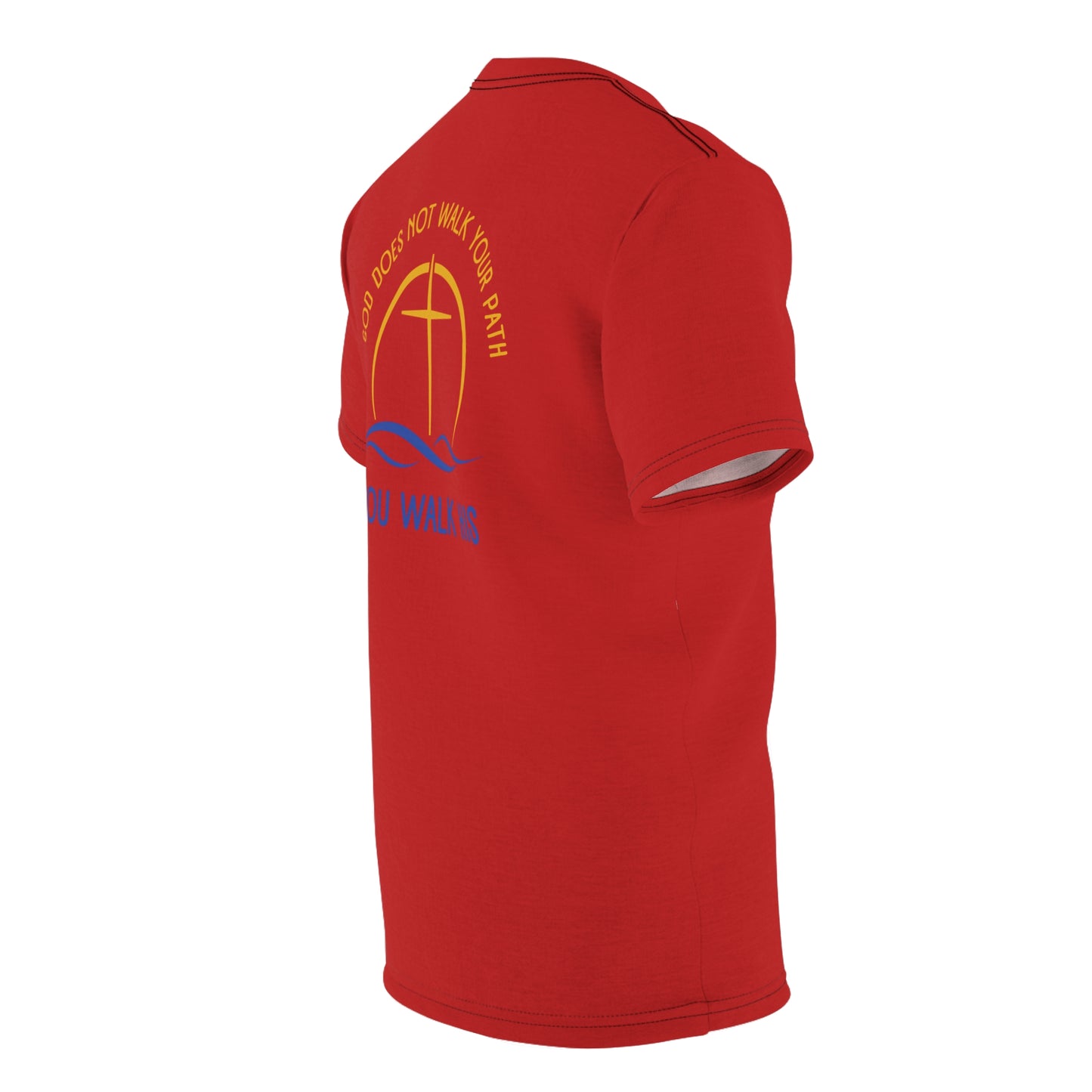 "God Does Not Walk Your Path", Unisex T-shirt (Light Cherry Red)