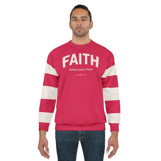 "Faith Overcomes Fear", Unisex Sweatshirt (Raspberry Red)