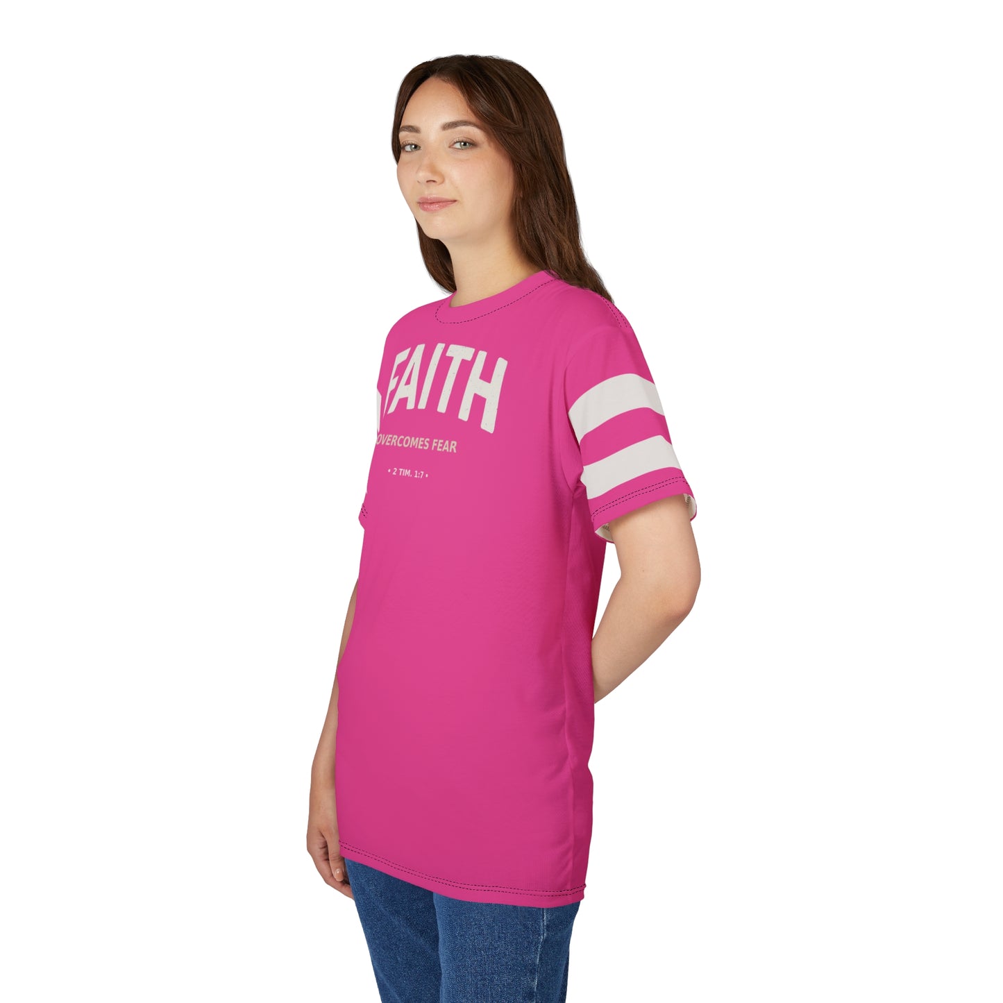 "Faith Overcomes Fear", Unisex Tee (Hot Pink)