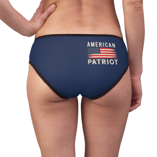 "American Patriot" with Flag #02, Women's Briefs (Old Glory Blue)